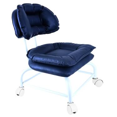 Imagem de IMMER LIEBEN Banco de rodinhas assento largo com encosto cadeira de rodinhas com rodas para escritório em casa garagem loja impermeável assento de rolo durável suporte de aço preto