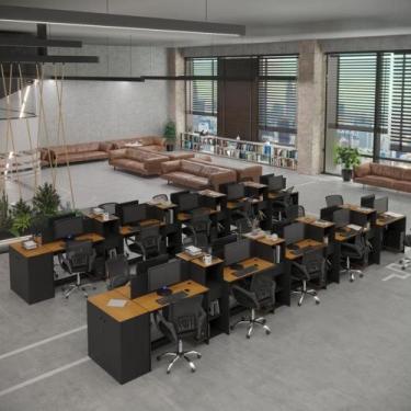 Imagem de Estação De Trabalho 20 Lugares Office Tech 20 Mesas 16 Armár - Preto E