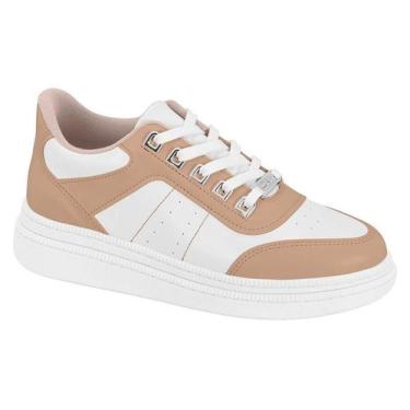 Imagem de Tenis Moleca Casual Com Cadarço Detalhe Prateado Branco/Nude, Branco, 