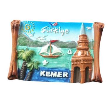Imagem de Imã de geladeira Kemer Turkey Lembrança pintada à mão em resina 3D - Y