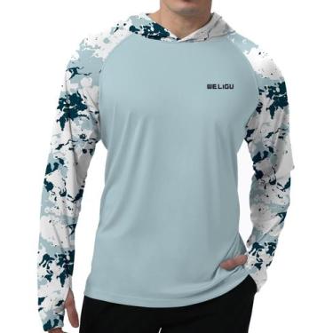 Imagem de Camisa com capuz de proteção solar WELIGU UPF 50+ para homens