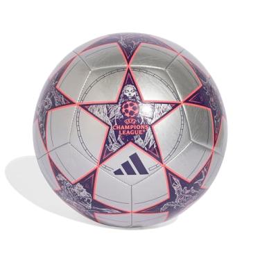 Imagem de adidas Bola de futebol unissex para adultos da UEFA Champions League Club, prata metálico/roxo escuro/turbo, 3