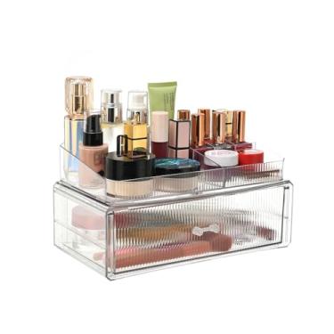 Imagem de ZHIAI Gaveta de armazenamento empilhável, caixa de armazenamento de acrílico transparente, organizador de cosméticos e produtos de beleza, adequado para sala de maquiagem, banheiro, embaixo da pia da