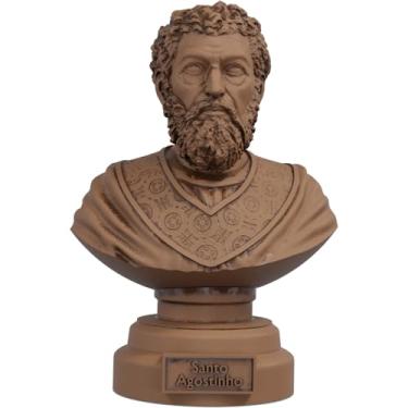 Imagem de Estátua Busto Santo Agostinho de Hipona (Cor Madeira)