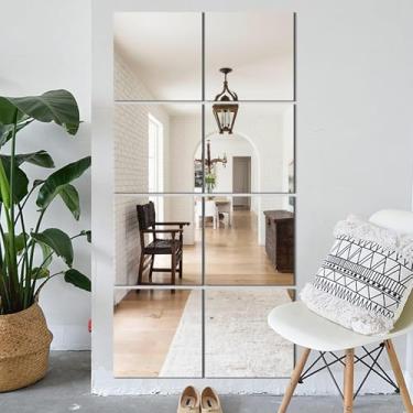 Imagem de Vlush Parede e azulejos de comprimento total 26 x 26 x 8 peças espelho de corpo inteiro, espelho de comprimento total, espelhos decorativos para academia, porta, quarto e banheiro