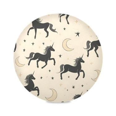 Imagem de Wassud Jogo americano com silhuetas pretas de cavalo tapetes de mesa redondos para cozinha e jantar tapetes laváveis resistentes ao calor decoração de mesa 39 cm