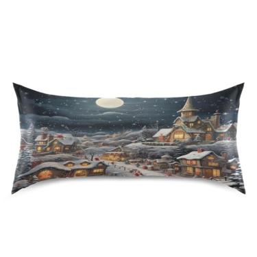 Imagem de Wassud Fronha de cetim para cabelo e pele véspera de Natal fronhas de seda lisa king size respiráveis com fecho de envelope