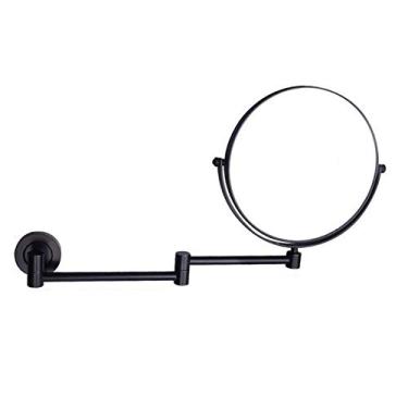 Imagem de YYBOES Espelho de maquiagem montado na parede, espelho cosmético de 20 cm para banheiro, espelho de latão extensível redondo com ampliação