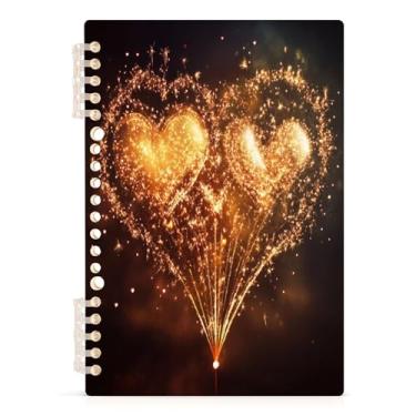 Imagem de Burbuja Caderno Gold Heart Forework, papel pautado universitário A5 com 60 folhas, fichário para escritório, 1 pacote