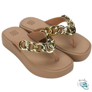 Imagem de Sandalia Chinelo Zaxy Link Feminina Plataforma Detalhe Metalizado Conf
