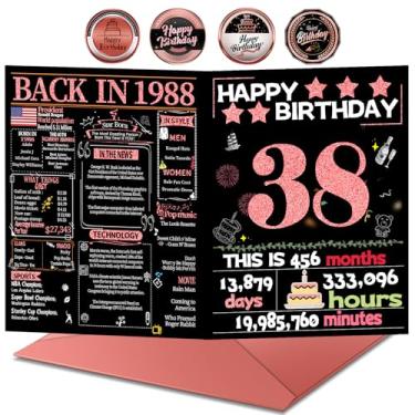 Imagem de Joycard Cartão de aniversário de 38 anos com envelope, decorações de aniversário de 38 anos para mulheres, presentes de aniversário de 38 anos para ela, cartões de feliz aniversário para esposa de 38