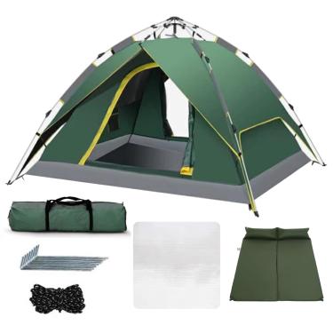 Imagem de NRNQMTFZ Barraca de acampamento pop-up, barraca de cúpula, barraca familiar para 3-4 pessoas com almofada grossa para colchão de ar, bolsa de transporte e interior espaçoso, barraca leve para