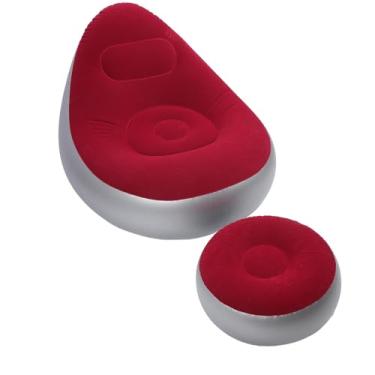 Imagem de aqxreight Espreguiçadeira Inflável Dobrável, sofá Inflável Portátil Com Apoio para Os Pés para áreas Internas e Externas, Varanda, Quintal, Acampamento, Piquenique, Cadeira Vermelha, Segura, Uso