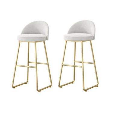 Imagem de Cadeiras modernas conjunto de 2 cadeiras de jantar de veludo com pernas de metal dourado para cozinha e sala de estar