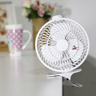 Imagem de YKS Ventilador de mesa portátil com clipe USB com rotação de 360 graus, branco