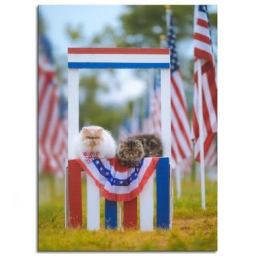 Imagem de 093 Impressão em tela de gatos persas pôster Dia da Independência arte de parede para casa 1 peça decorações não ramificadas 25,4 x 20,3 cm