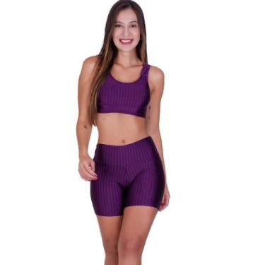 Imagem de Conjunto Top e Short 3D Academia Fitness Michele - NAKA MODAS, Roxo, G
