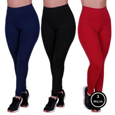 Imagem de Kit 3 Calça Legging Suplex Lisa Academia Fitness -c6 KIT 3 CALÇA DEBI 