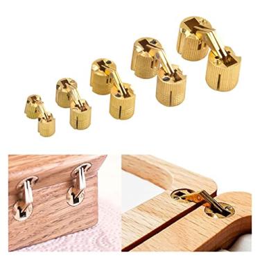 Imagem de Dobradiças de barril de cobre dobradiças cilíndricas escondidas armário oculto latão invisível dobradiça montagem porta móveis acessórios de hardware (cor: 18 mm)