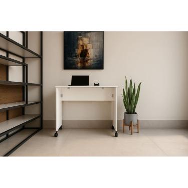 Imagem de Escrivaninha Para Notebook 100% MDF Estudos Multiuso Dobrável Home Office Cor Branco