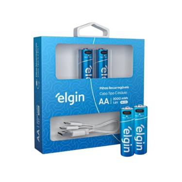 Imagem de Pilha AA Elgin Recarregável com Cabo Tipo C Cartela com 2 Unidades