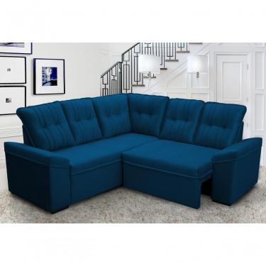 Imagem de Sofá Canto London Azul Suede Velut - King House