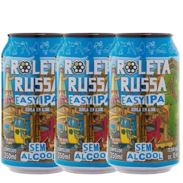 Imagem de Kit 3 Cerveja Roleta Russa Easy IPA Sem Álcool Sem Glúten 350ml