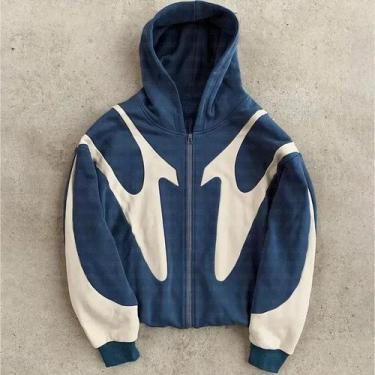 Imagem de Moletom Feminino Oversized Y2K Retrô Com Patchwork Bordado Estilo Góti