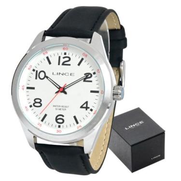 Imagem de Relógio Analógico Masculino Pulseira Couro Original Prateado - LINCE