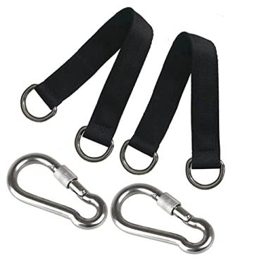 Imagem de AIVOOF Tiras para balanço de árvore, kit de pendurar para árvore de 25 cm, tiras curtas para pendurar 200 kg com ganchos de mosquetão de segurança resistentes, perfeitos para assento de árvores, rede, prancha