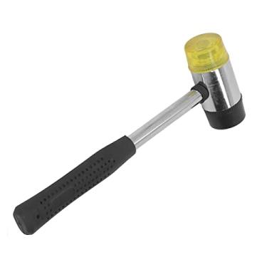Imagem de Martelo para Artesanato, Martelo de Borracha Preto Amarelo Cabeça Dupla RemovíVel para Artesanato Em Couro