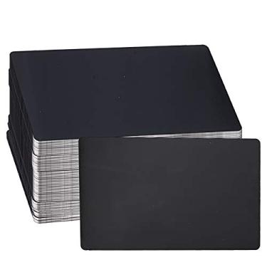 Imagem de GORGECRAFT 50 peças de cartões de visita de metal gravados a laser 0,4 mm cartão de nome em branco de alumínio para escritório, cartões de presente DIY 3 opções de cores disponíveis (preto)