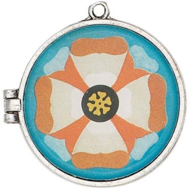 Imagem de Pingente de medalhão de metal Blue Moon Bella Artiste, 1/pacote, flor, prata antiga