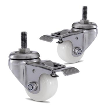 Imagem de 2 Rodizio Inox 2 Pol. Roda Nylon Com Espiga Com Freio