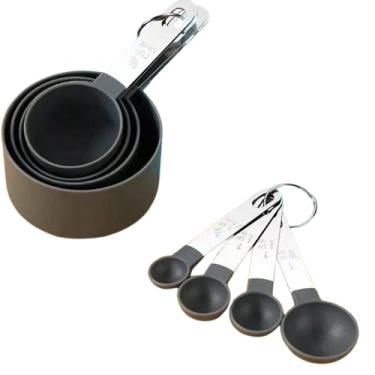Imagem de Conjunto de Xícaras e Colheres Medidoras, 8 Peças, Aço Inoxidável e Plástico, 2,5ml-236ml, Cinza (Cinza)