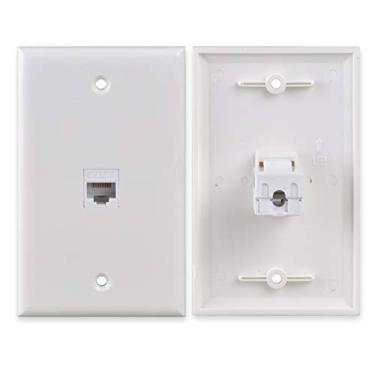 Imagem de Conwork Placa de parede Ethernet CAT 6, RJ45 Ethernet Punch Down Keystone Inserts Jack Network Wall Plate Panel - Compatível com Cat6/5/5e