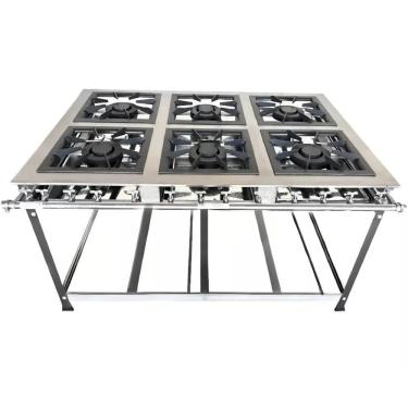 Imagem de Fogao 6 Bocas 40X40 Gold Cfzg-166 Inox Gas Glp Baixa Pressao Perfil 10Cm De Pe - Cefaz