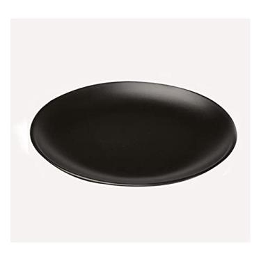 Imagem de Prato de serviço bandeja redonda de melamina preta prato de jantar pratos comida lanches sushi bife pratos de jantar comida sobremesa bandeja de chá pratos de mesa (cor: grande)