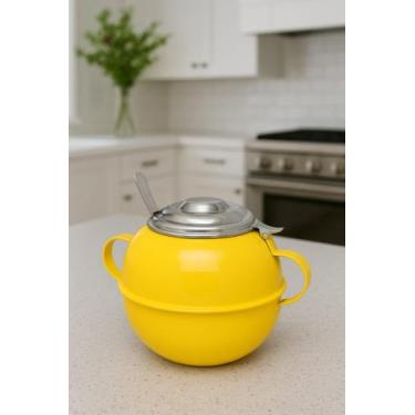 Imagem de Açucareiro Com Colher Inox Colors Amarelo 500gr Ravinox