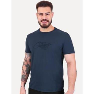 Imagem de Camiseta Guess Masculina Signature Logo Triangle Azul Marinho-Masculino