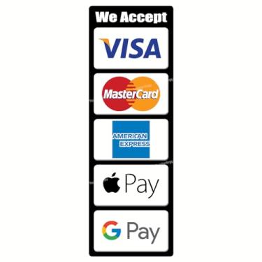 Imagem de Aceitamos cartões de crédito, pagamento móvel e serviço de pagamento sem contato, adesivos à prova d'água compatíveis com Visa, MasterCard, AmEx, (compatível com Apple Pay e Google Pay)