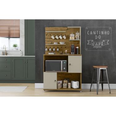 Imagem de Cantinho do Café Aconhego 2 Armario Portas Nature/Off White - Rede Móveis