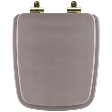 Imagem de Assento Sanitário Poliéster Soft Close Boss Stone (cinza Fosco) Para Vaso Incepa Com Ferragem Dourada