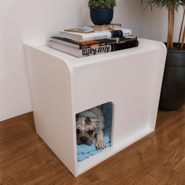 Imagem de Mesa De Cabeceira Cama Pet Cães 45x55x60 Branco