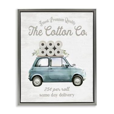 Imagem de Stupell Industries Papel higiênico de algodão para entrega de papel higiênico cinza com moldura flutuante design de arte de parede por Lettered and Fored, 53 x 43 cm