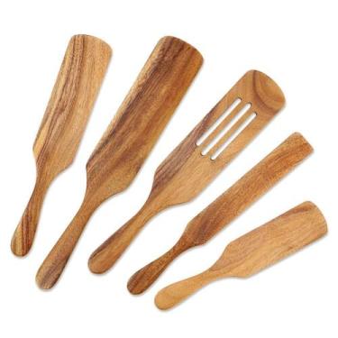 Imagem de Utensílios de cozinha, conjunto de espátulas de madeira AOOSY, madeira