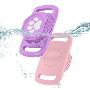 Imagem de Suporte para coleira de cachorro à prova d'água, pacote com 2 unidades, capa para coleira coberta de corpo inteiro, antiperda e leve, compatível com coleiras Apple AirTag, para cães e gatos, serve