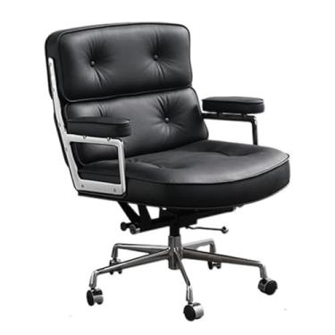 Imagem de Cadeira de escritório ergonômica cadeiras de escritório de couro com rodas e poltrona de alumínio cadeiras de mesa cadeira de computador ajustável em altura