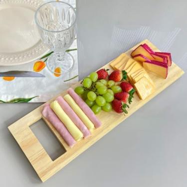 Imagem de Tabua De Frios Petisqueira Madeira Maciça Corte e Servir Porções Petiscos Baguete Pão Line Luxo