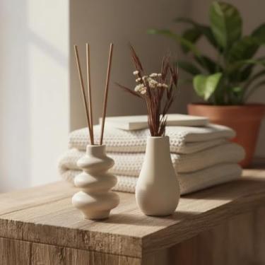 Imagem de Kit Vasos Arranjo Flores Aromatizador De Ambientes Varetas (Ninho)